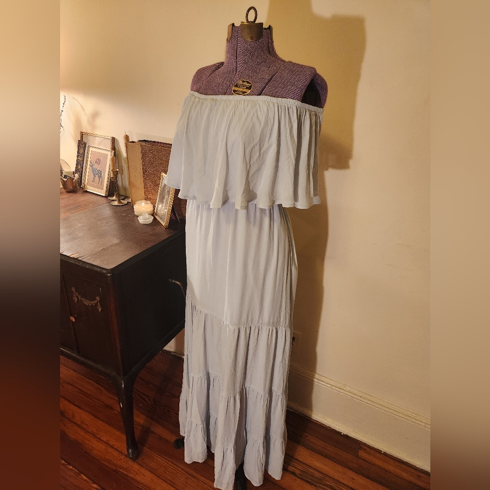 Forever 21 Blue Ruffled Off-Shoulder Sundress